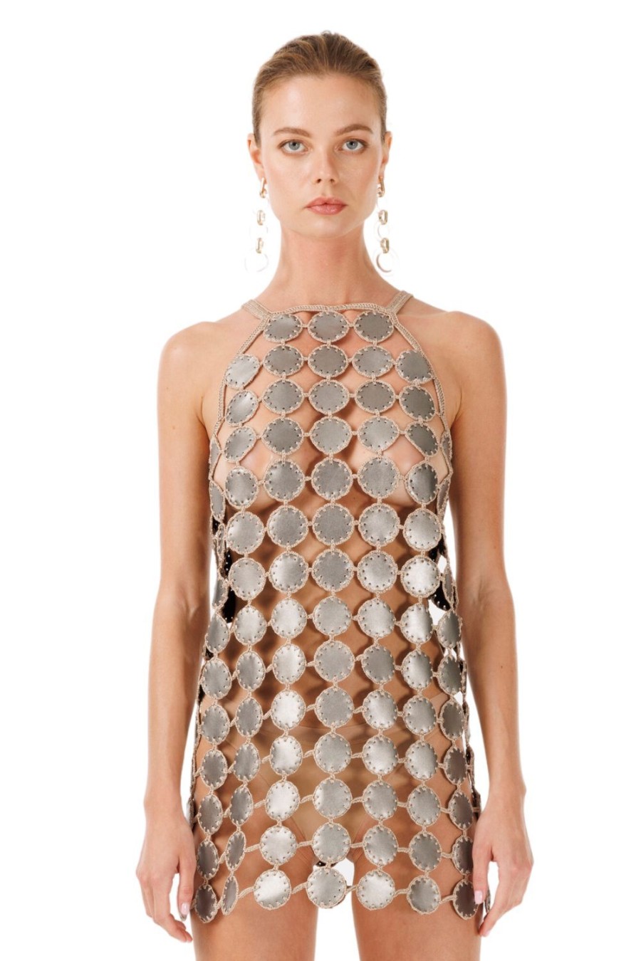 Women My Beachy Side | Mochi Caramel Leather Mini Dress Bronze