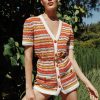 Women My Beachy Side | Loulou Striped Cardigan Red