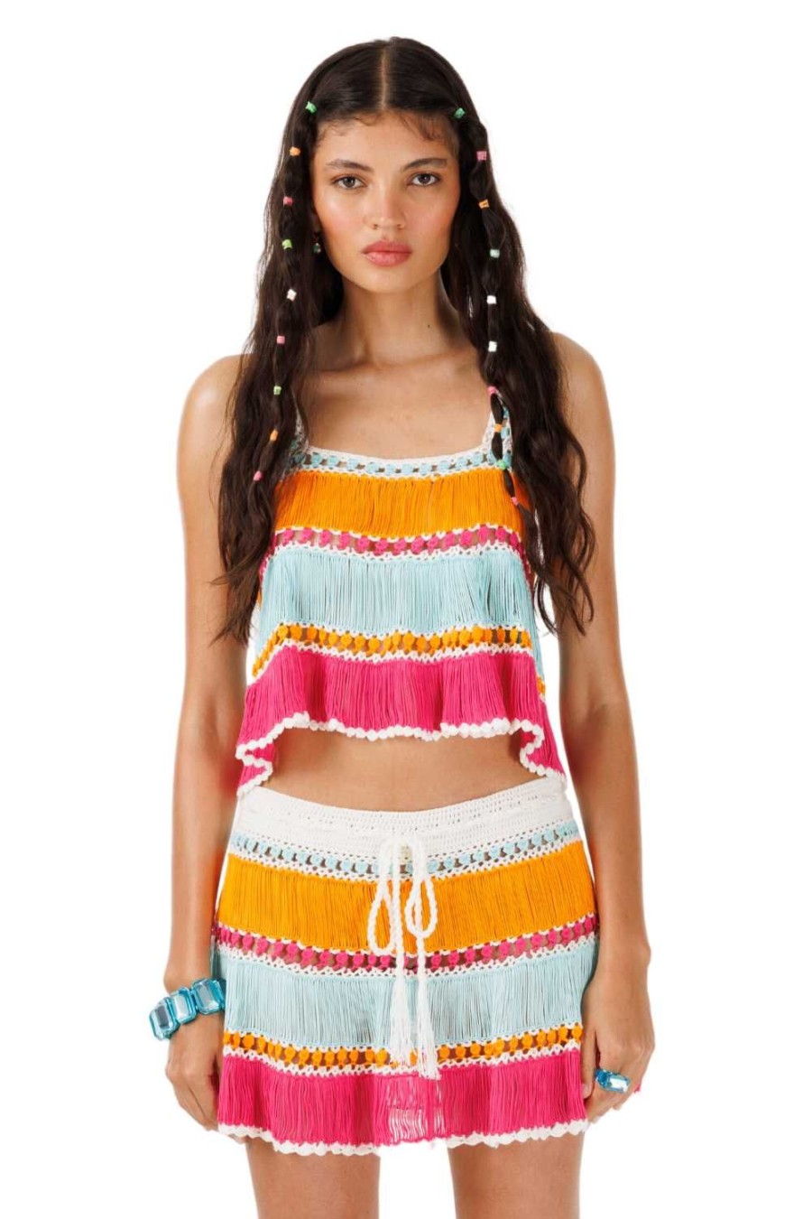 Women My Beachy Side | Bonbon Hand-Crochet Mini Skirt Colorful