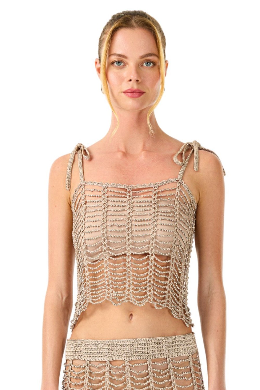 Women My Beachy Side | Pavlova Hand-Crochet Beaded Top Bronze