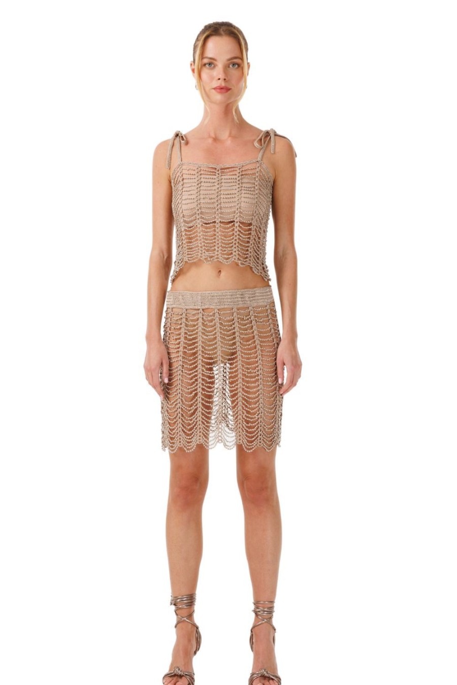 Women My Beachy Side | Pavlova Hand-Crochet Beaded Top Bronze