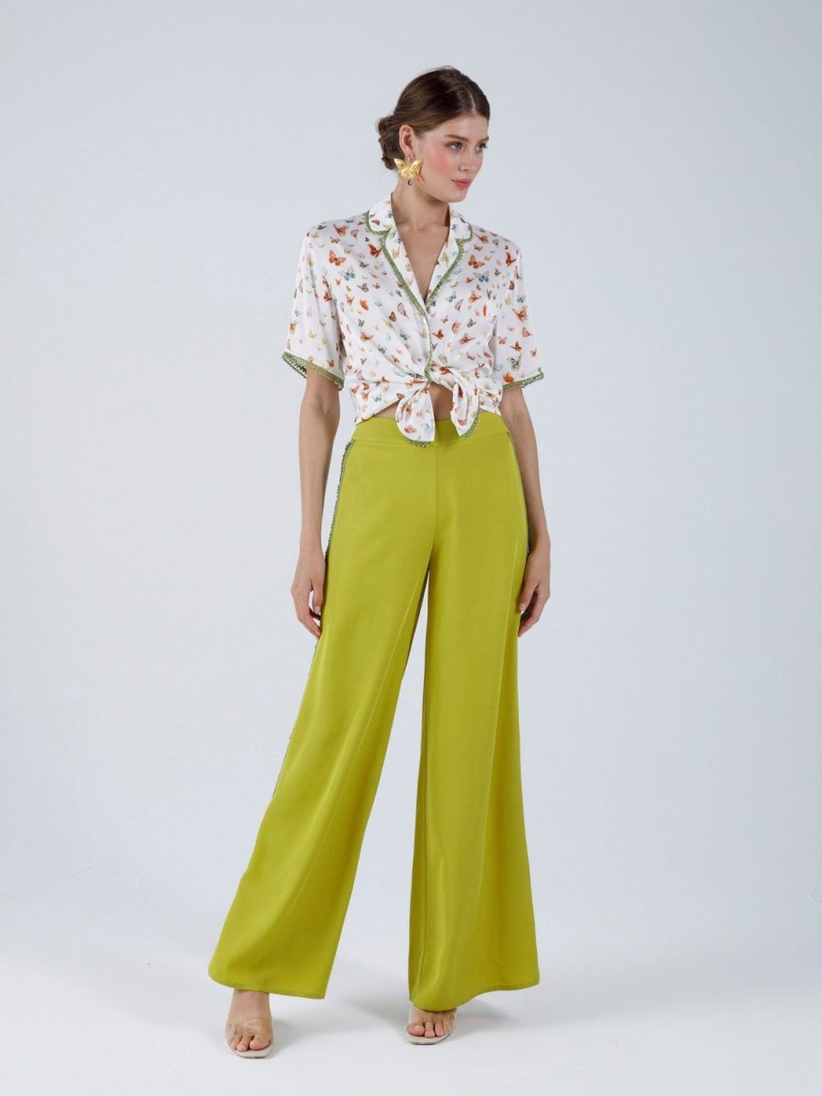 Women My Beachy Side | Begonia Wide Leg Pants Green