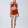 Women My Beachy Side | Rosemary Halter Crop Top Red