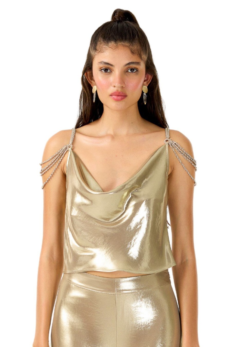 Women My Beachy Side | Charlotte Draped Top Bronze Shimmer