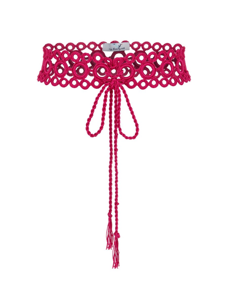 Women My Beachy Side | Biscotti Hand Crochet Slim Belt Fushia