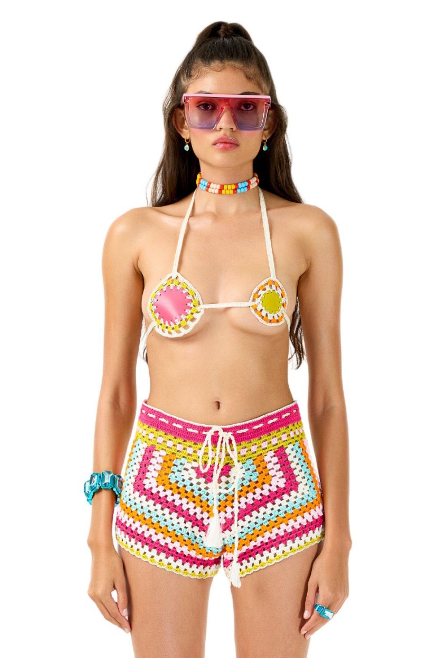 Women My Beachy Side | Sugarplum Hand Crochet Shorts