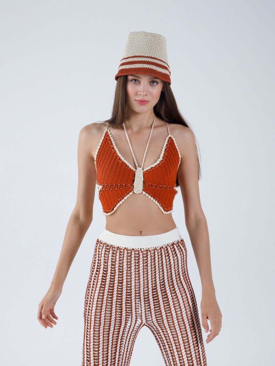 Women My Beachy Side | Mimosa Butterfly Halter Top Red