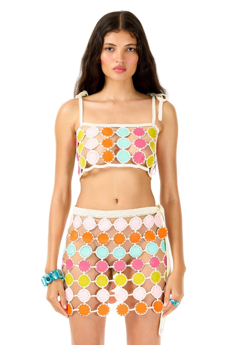 Women My Beachy Side | Swiss Roll Leather Mini Skirt Multicolor