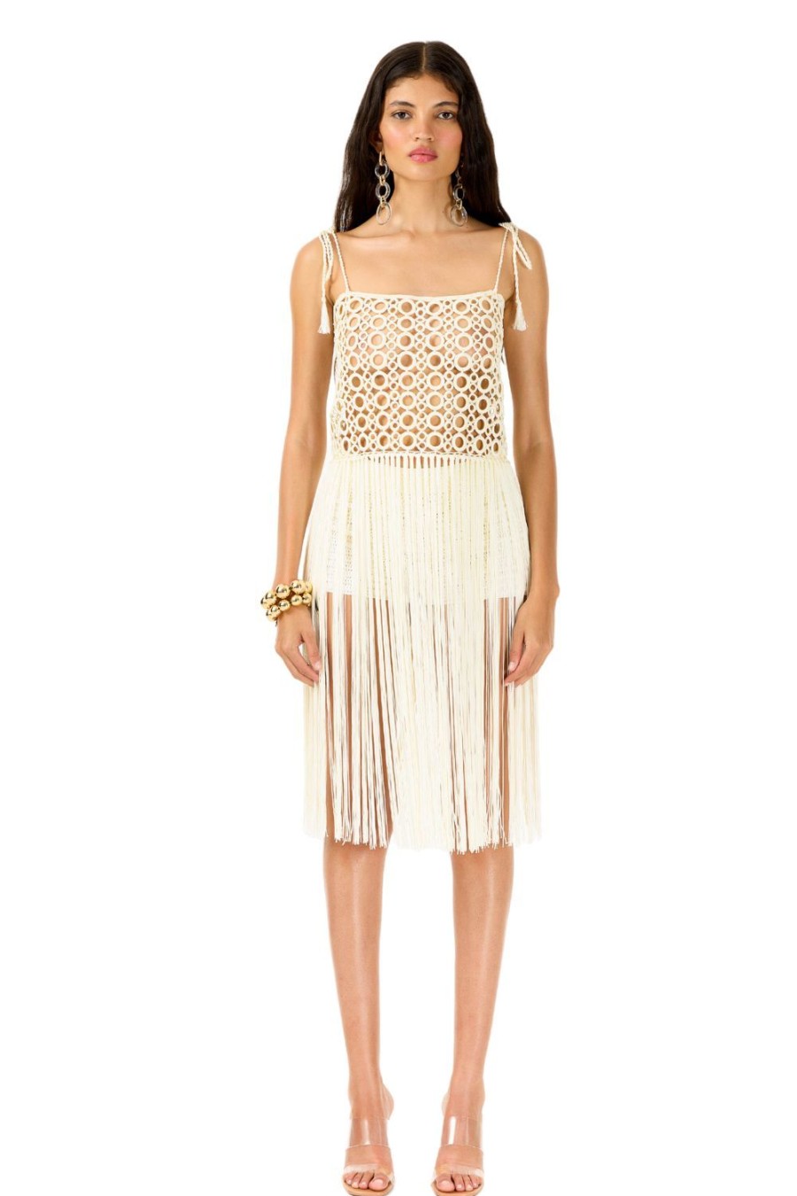 Women My Beachy Side | Biscotti Hand-Crochet Fringed Maxi Dress White