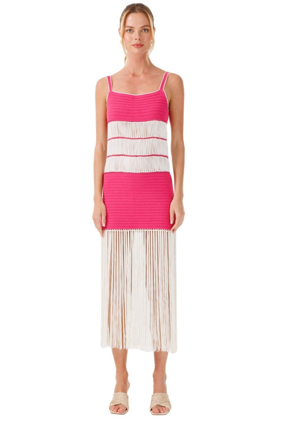 Women My Beachy Side | Bonbon Fringe Maxi Dress Pink