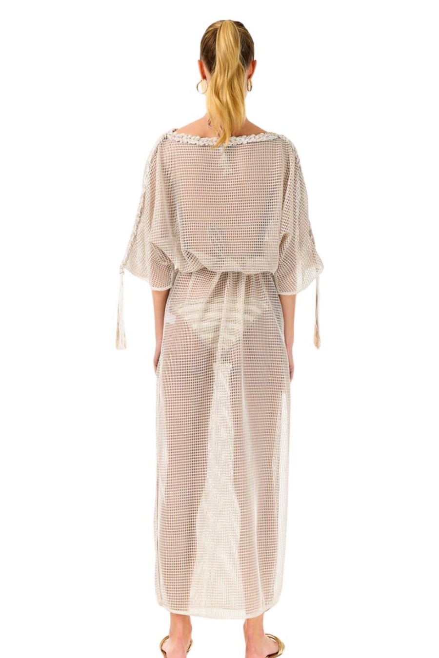 Women My Beachy Side | Toffee Hand-Crochet Maxi Belted Dress Stone