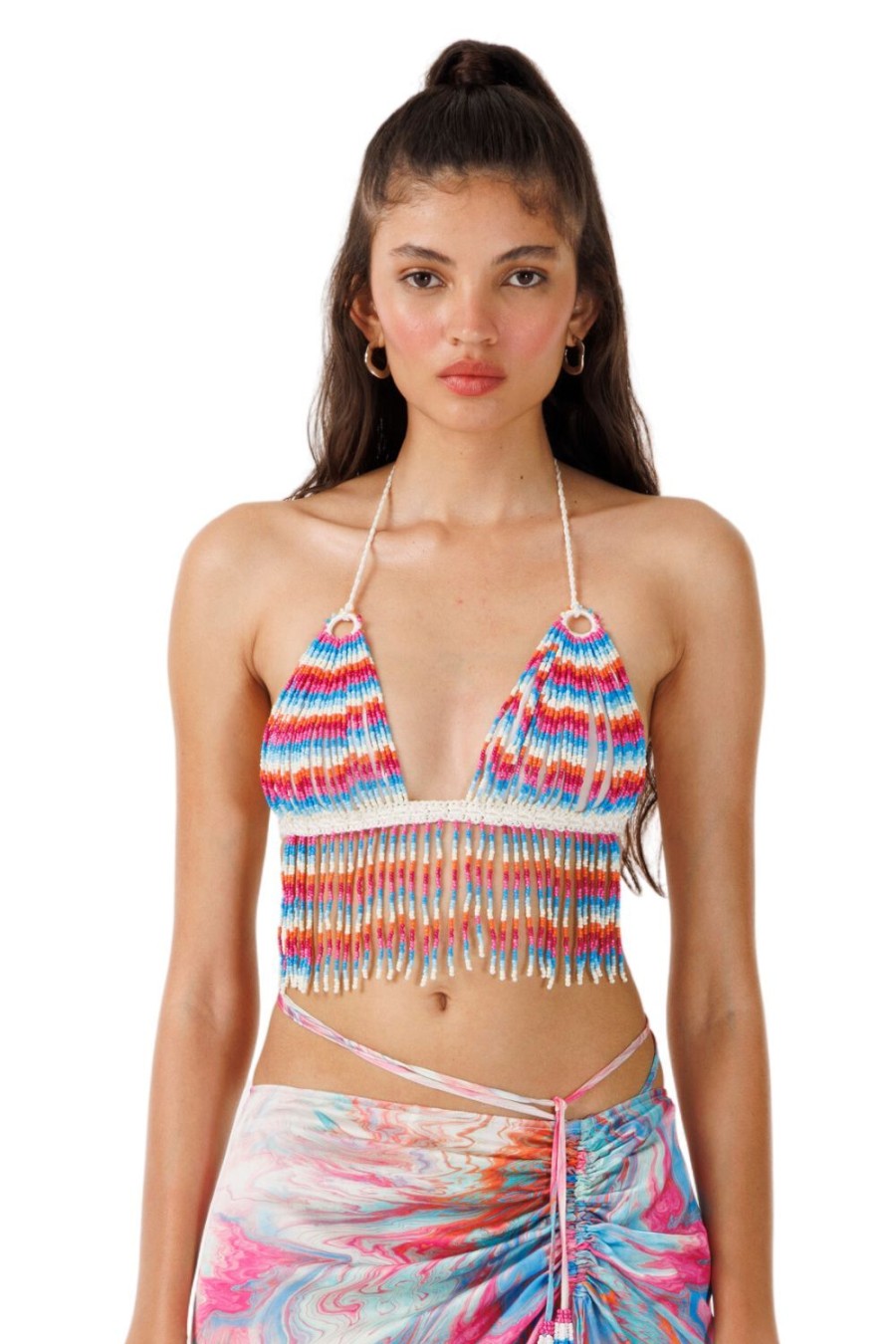 Women My Beachy Side | Sorbet Multi Shimmer Hand-Crochet Top Colorful