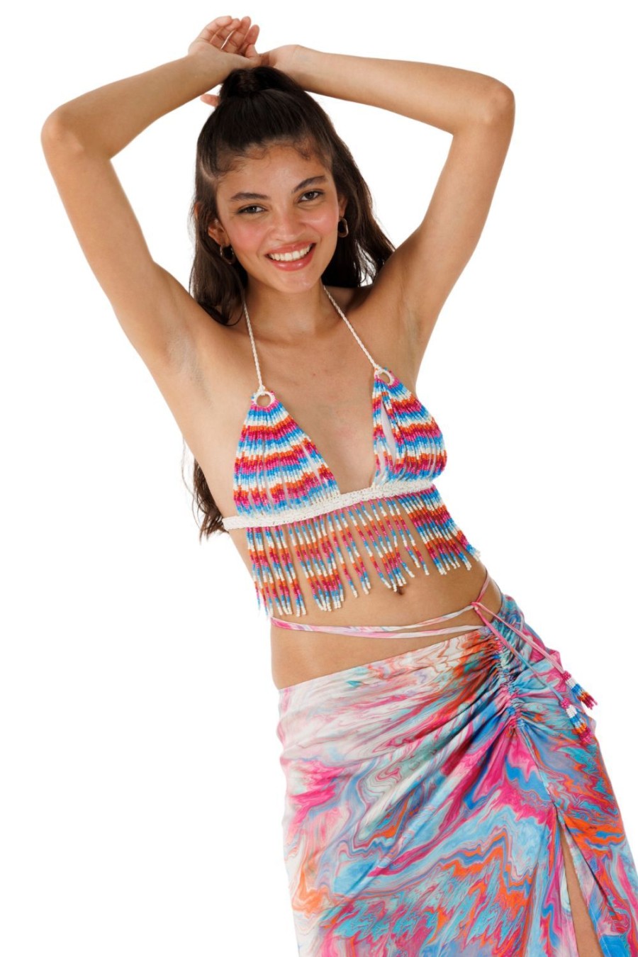 Women My Beachy Side | Sorbet Multi Shimmer Hand-Crochet Top Colorful