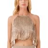 Women My Beachy Side | Meringue Hand-Crochet Fringed Top Bronze