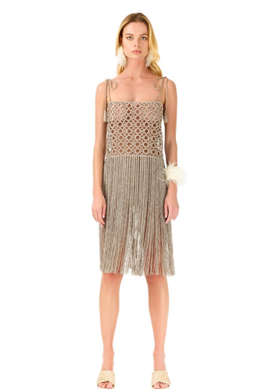 Women My Beachy Side | Biscotti Hand-Crochet Fringed Maxi Dress Bronze