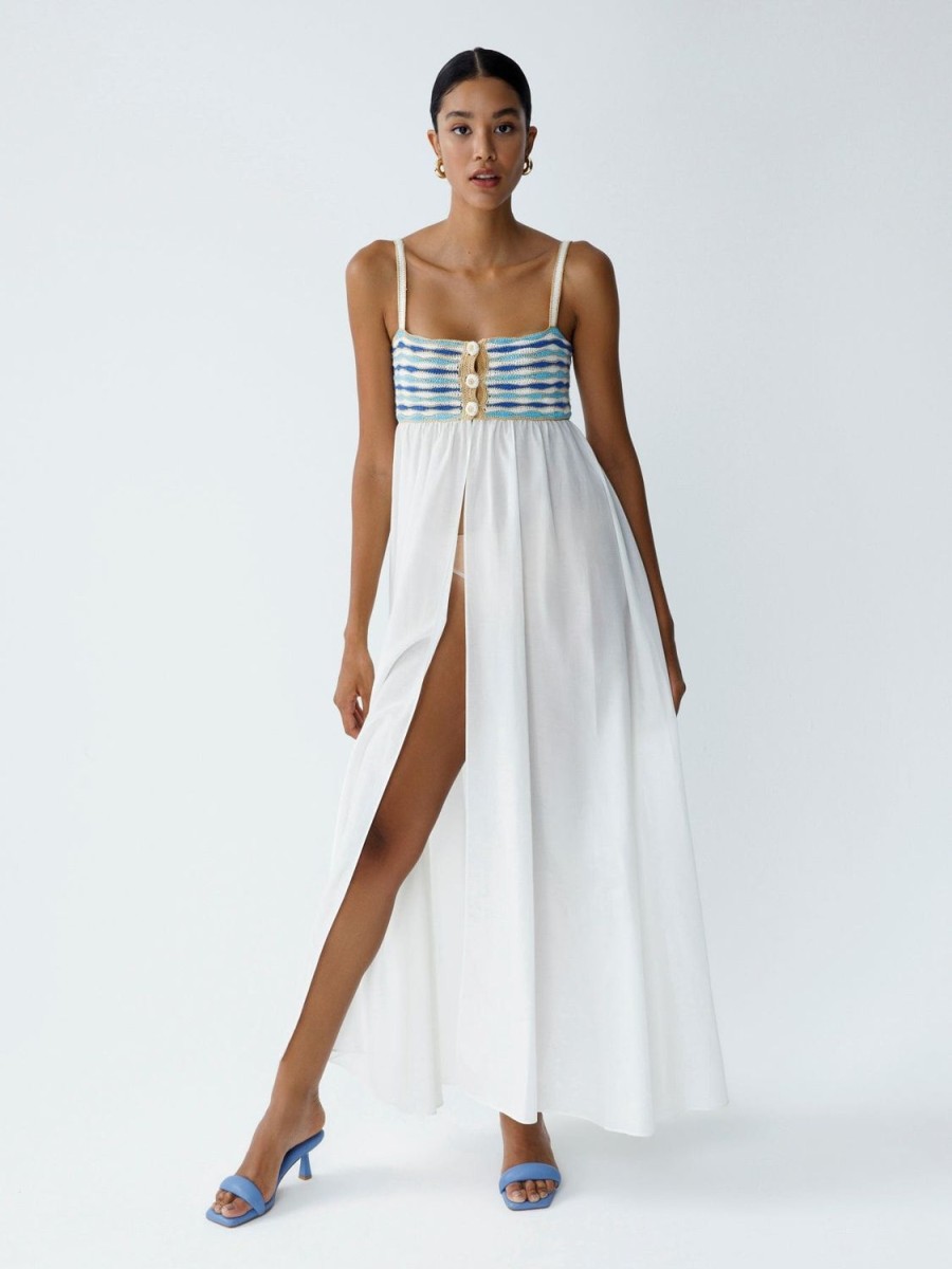 Women My Beachy Side | Anouk Empire Waist Maxi Dress White