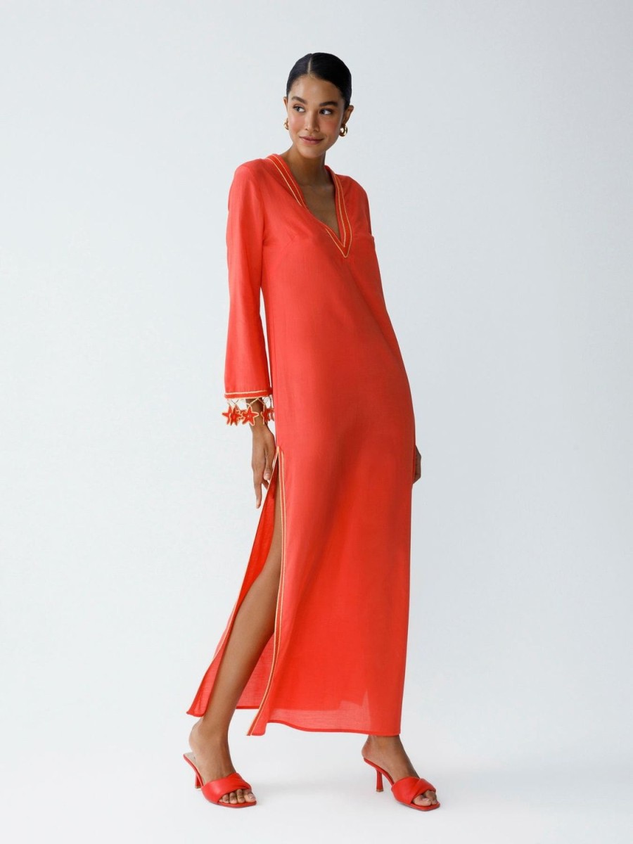 Women My Beachy Side | Anouk Vneck Caftan Red