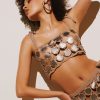 Women My Beachy Side | Swiss Roll Leather Crop Top Bronze