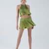 Women My Beachy Side | Angelica Fringed Halter Top Green