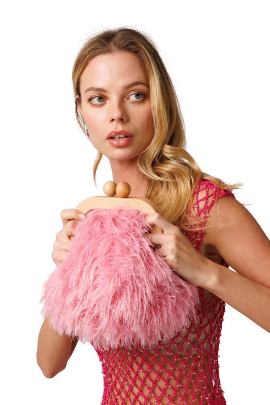 Women My Beachy Side | Alaska Hand-Crochet Plush Clutch Pink