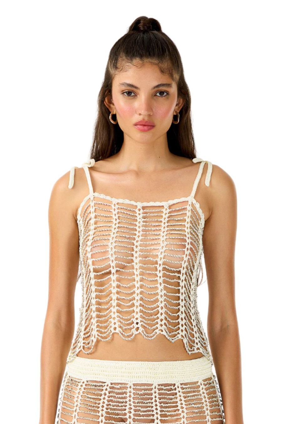 Women My Beachy Side | Pavlova Hand-Crochet Beaded Top White