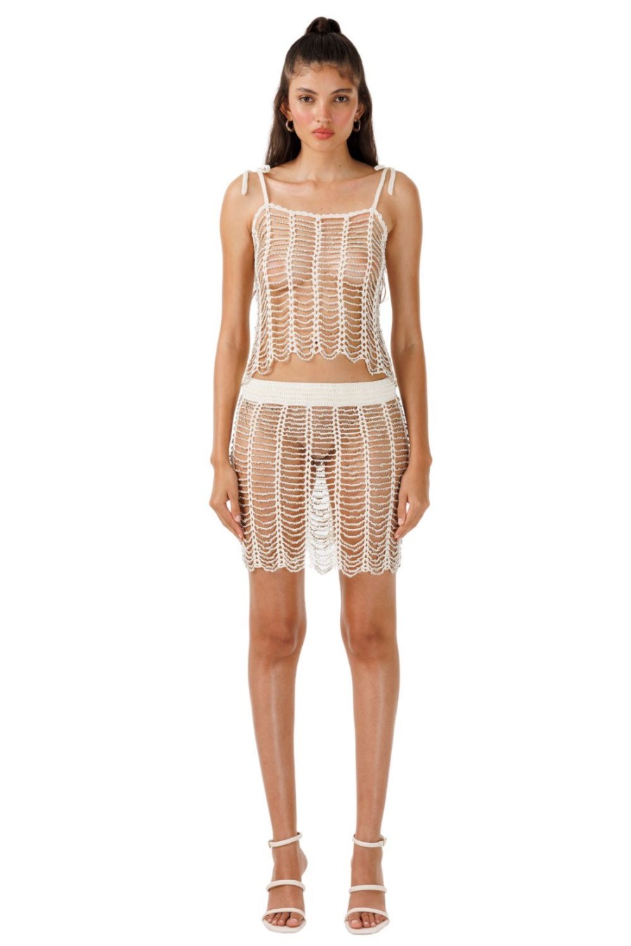 Women My Beachy Side | Pavlova Hand-Crochet Beaded Top White