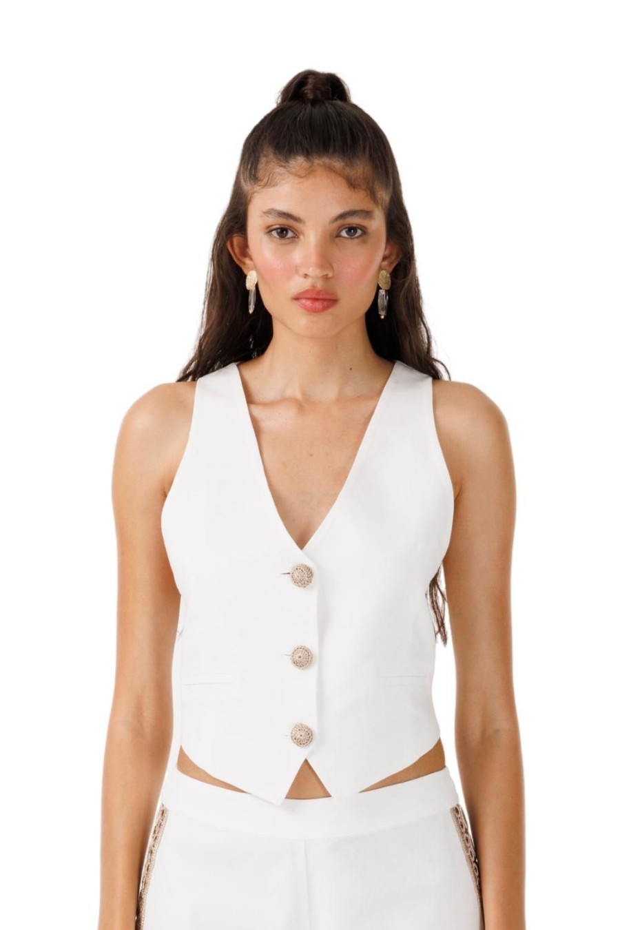 Women My Beachy Side | Coconut V-Neck Vest Ivory