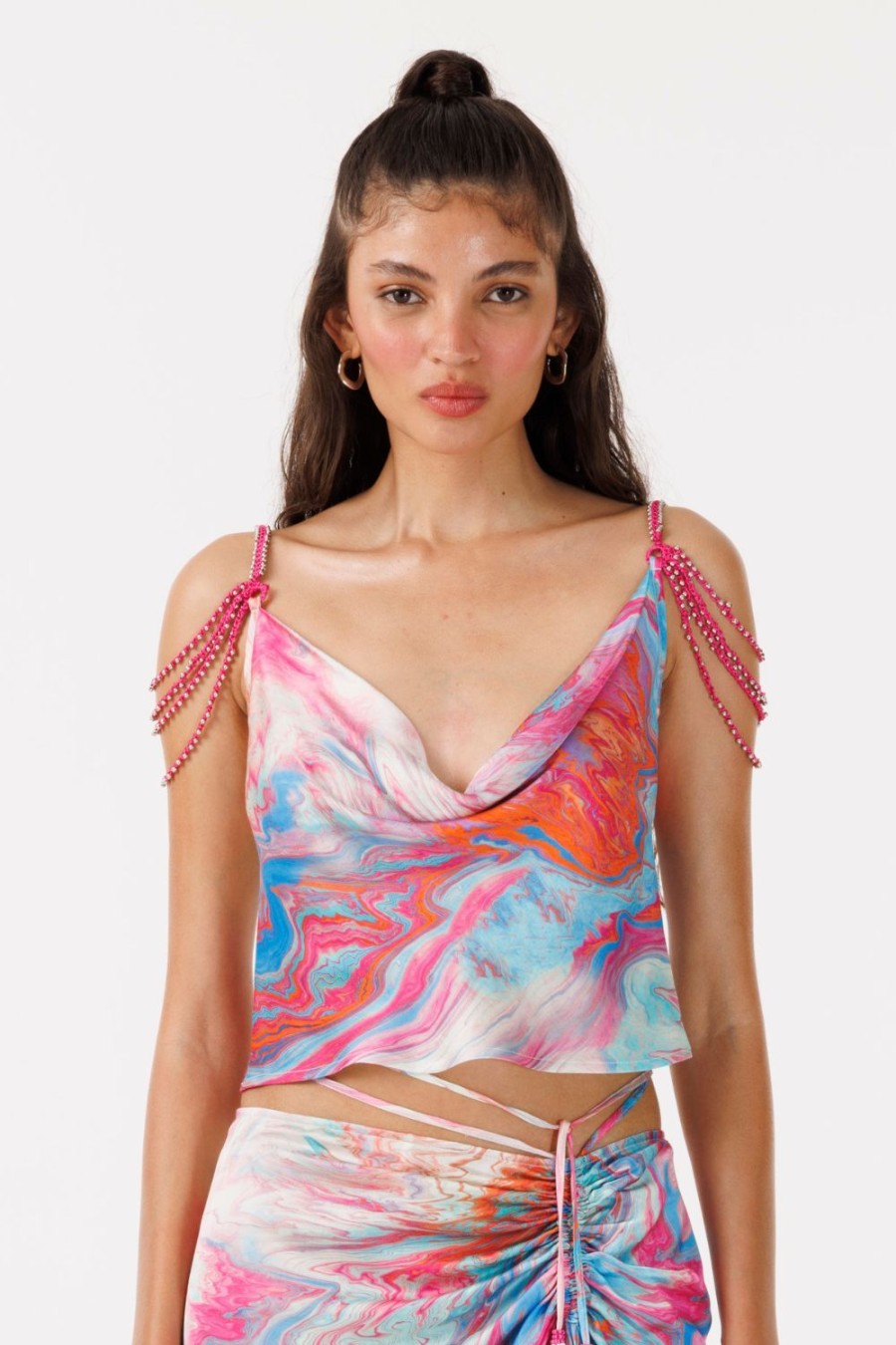 Women My Beachy Side | Cotton Candy Draped Top Multicolor