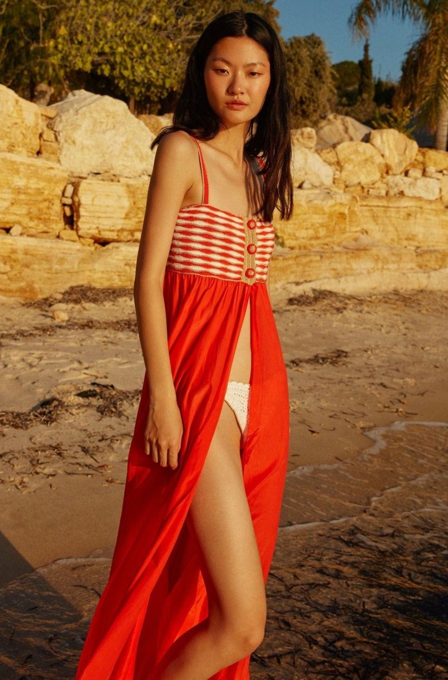 Women My Beachy Side | Anouk Empire Waist Maxi Dress Red