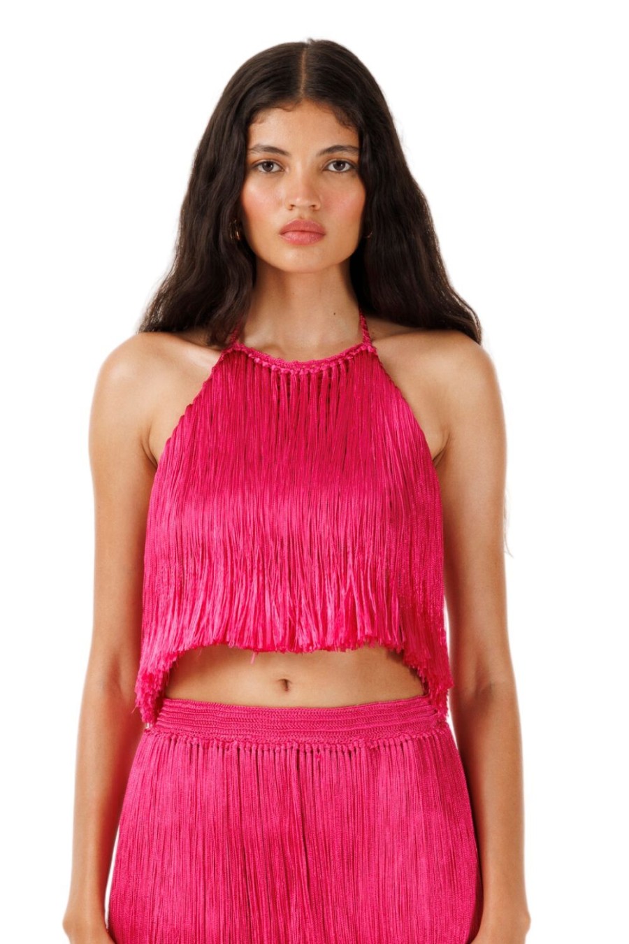 Women My Beachy Side | Meringue Hand-Crochet Fringed Top Pink