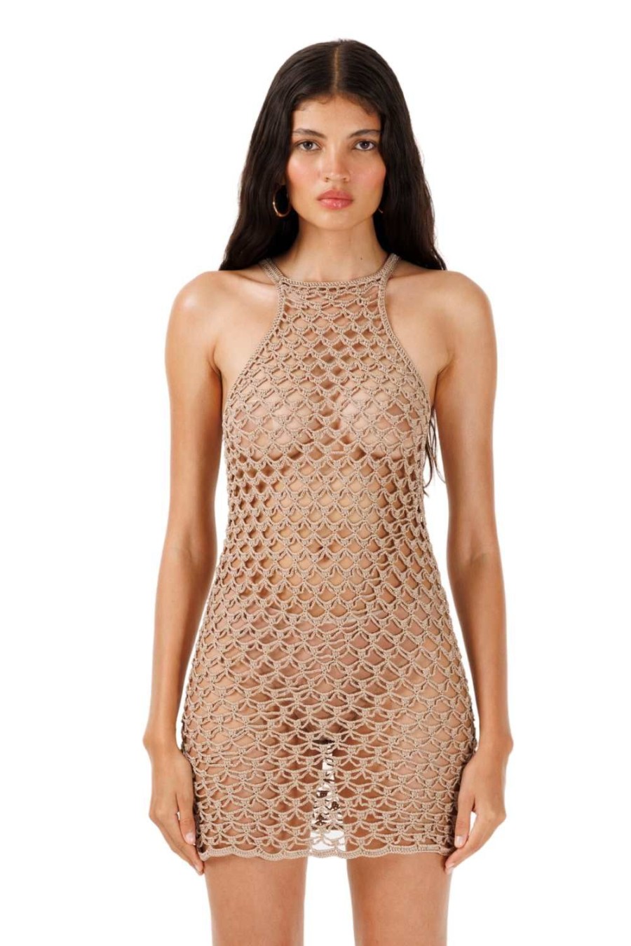 Women My Beachy Side | Macaron Hand-Crochet Mini Dress Bronze