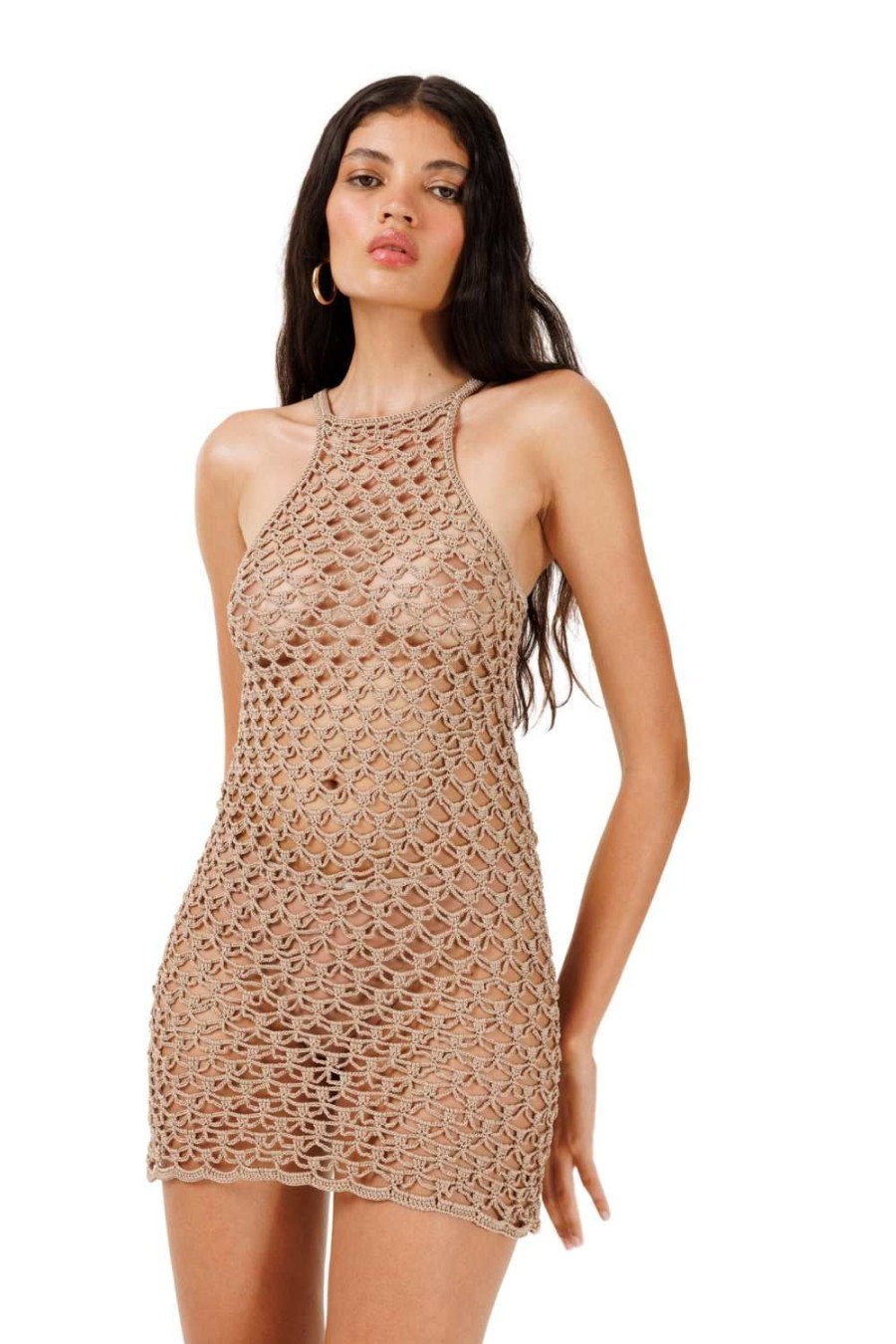 Women My Beachy Side | Macaron Hand-Crochet Mini Dress Bronze