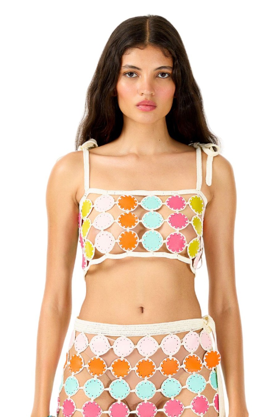 Women My Beachy Side | Swiss Roll Leather Crop Top Multicolor