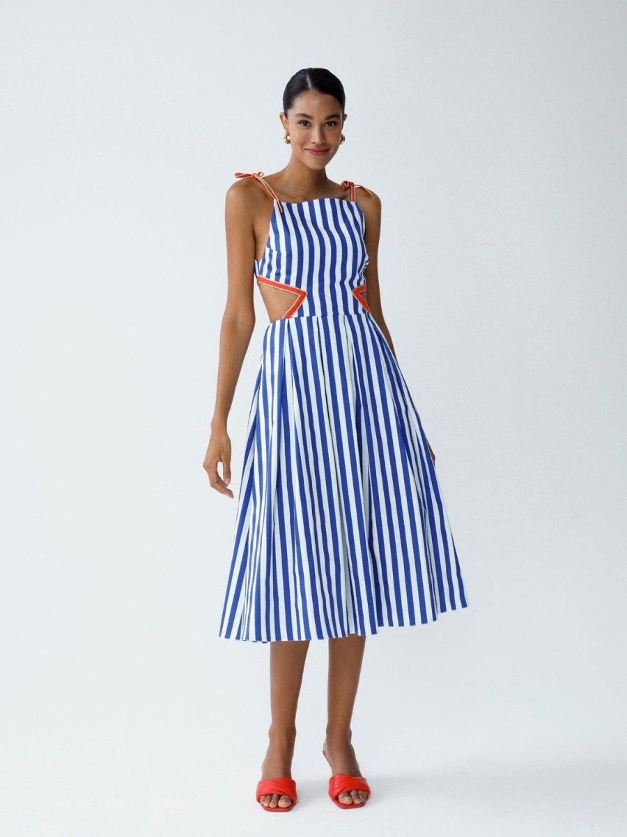 Women My Beachy Side | Eliza Cutout Sundress Blue