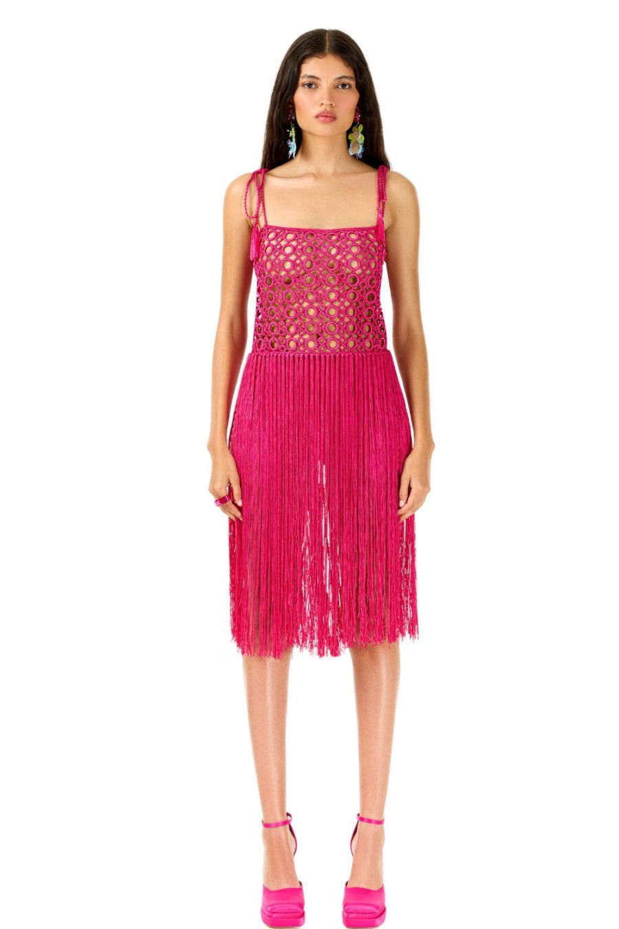 Women My Beachy Side | Biscotti Hand-Crochet Fringed Maxi Dress Pink