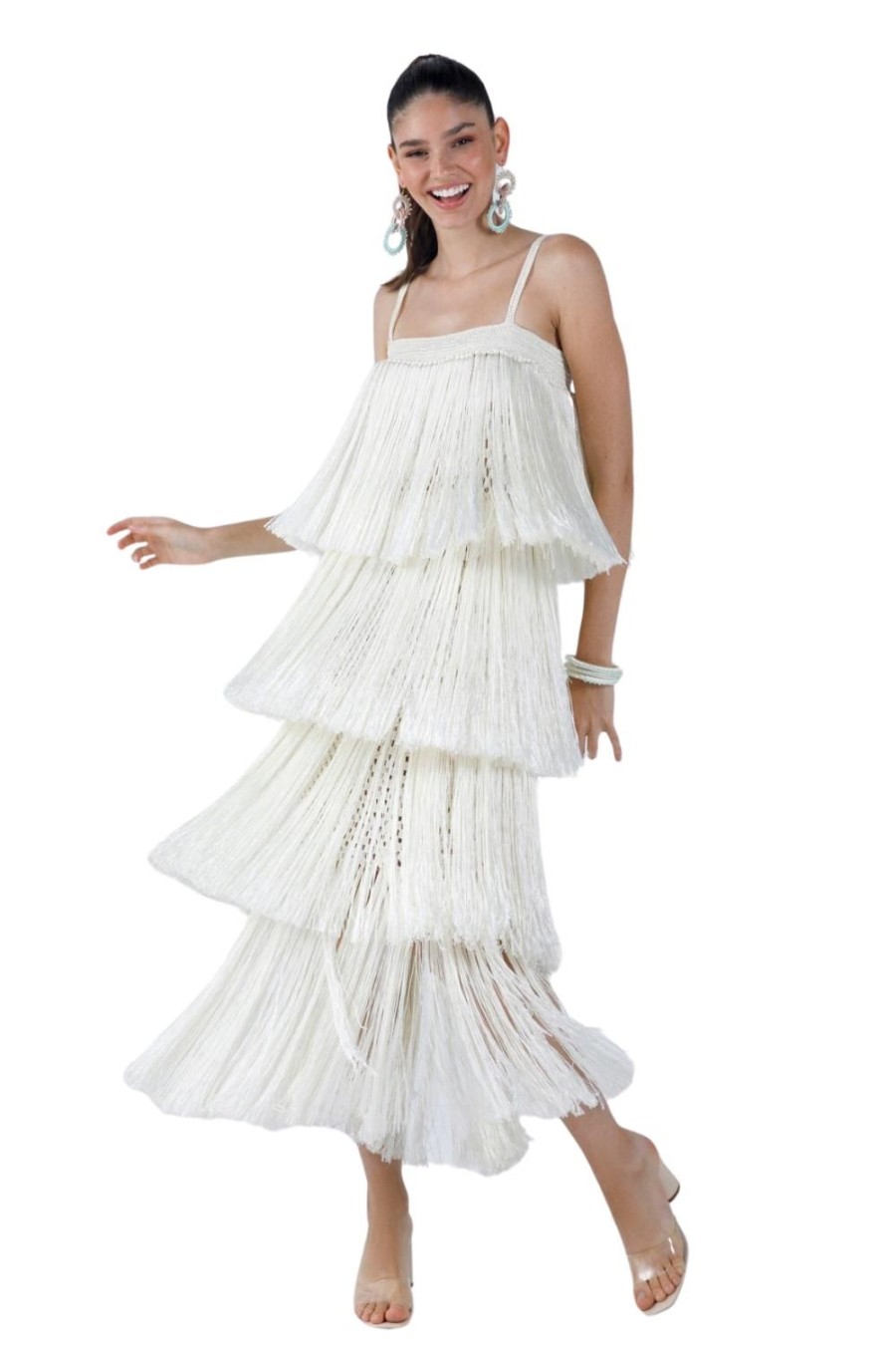 Women My Beachy Side | Angelica Fringed Maxi Dress White