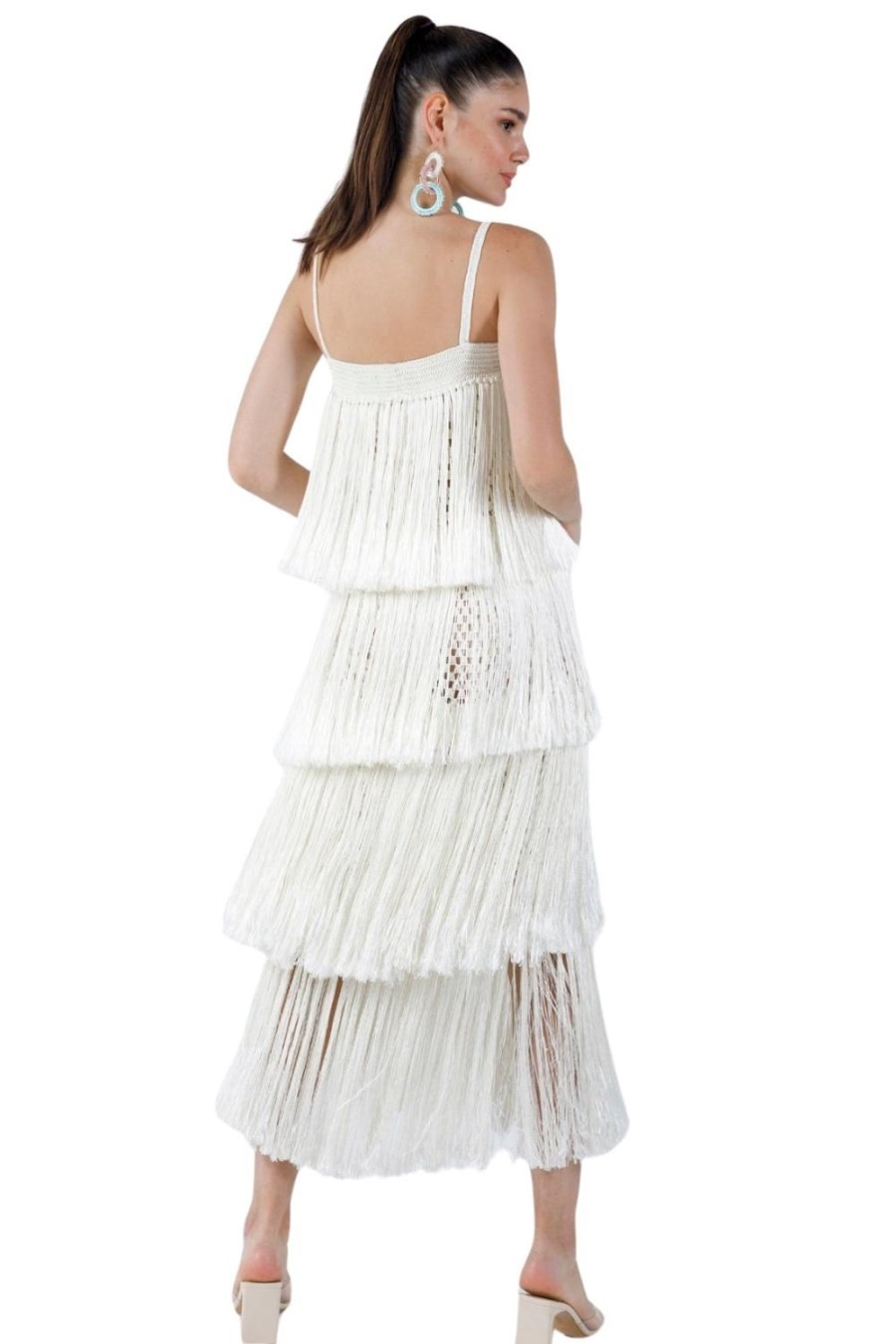 Women My Beachy Side | Angelica Fringed Maxi Dress White