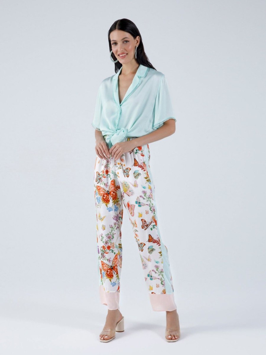 Women My Beachy Side | Monarch Pajama Shirt Blue