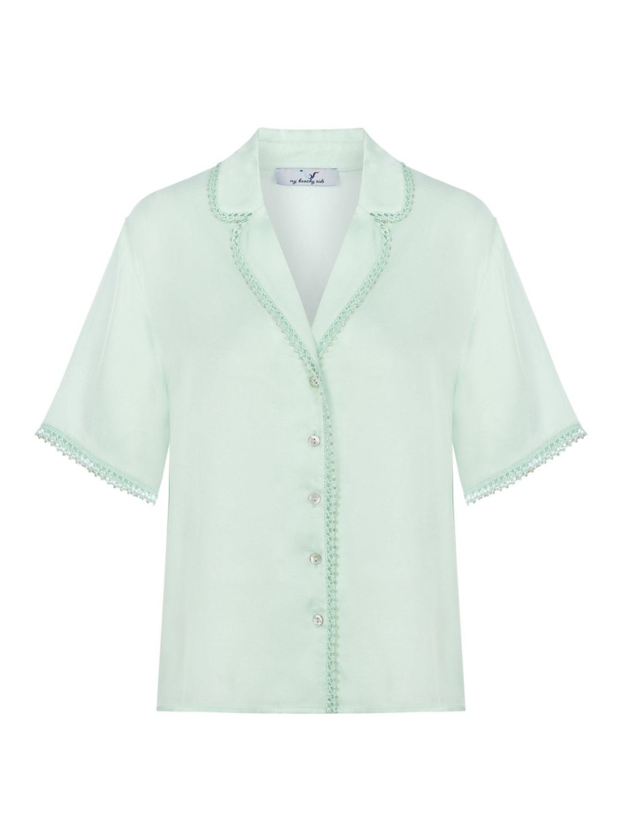 Women My Beachy Side | Monarch Pajama Shirt Blue